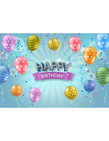 Joyeux anniversaire ballons colorés personnalisé Photo Booth toile de fond D615 JUSQU'A -70%! 